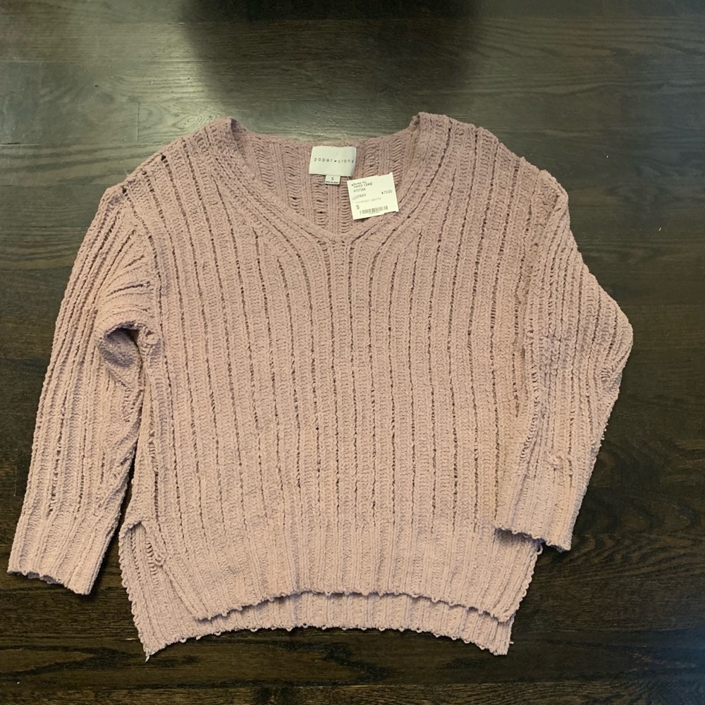 NWT Paper Crane Distressed Sweater. Size Small